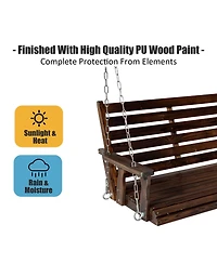 Mega Casa 3-Seater 5 Ft Wooden Porch Swing for Outdoor Patio Garden