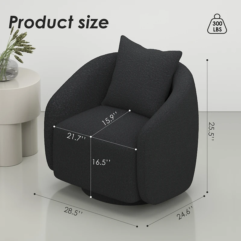 Boyel Living Swivel Barrel Chair Velvet Accent Armchair 360 Degree Club for Room Bedroom Reception