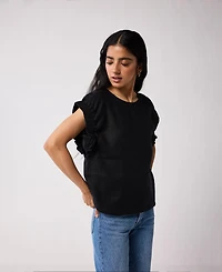 Reistor Women's Hemp Top with Gathered Sleeve detail