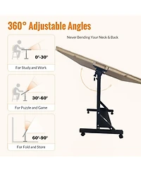 Rainsken Wooden 1500 Piece Puzzle Table with 4 Drawers, Rolling Wheels, Adjustable Height and 360degree(s) Tilting Surface for Adults, 35" x 27.17"