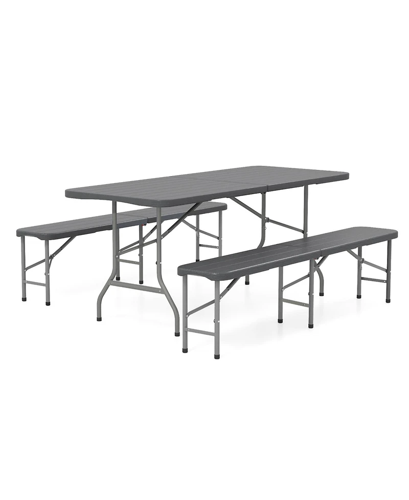 Sugift 6 Feet Folding Hdpe Bench with 1320 Lbs Capacity and Handle Lock