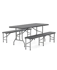 Sugift 6 Feet Folding Hdpe Bench with 1320 Lbs Capacity and Handle Lock