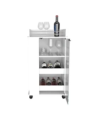 flynama Bar Cart with Casters, Glass Door and 2-Side Shelf for Home Entertainment