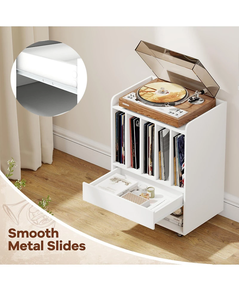 Sugift Record Player Stand Turntable Stand with Drawer and Record Holder