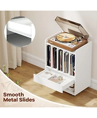 Sugift Record Player Stand Turntable Stand with Drawer and Record Holder