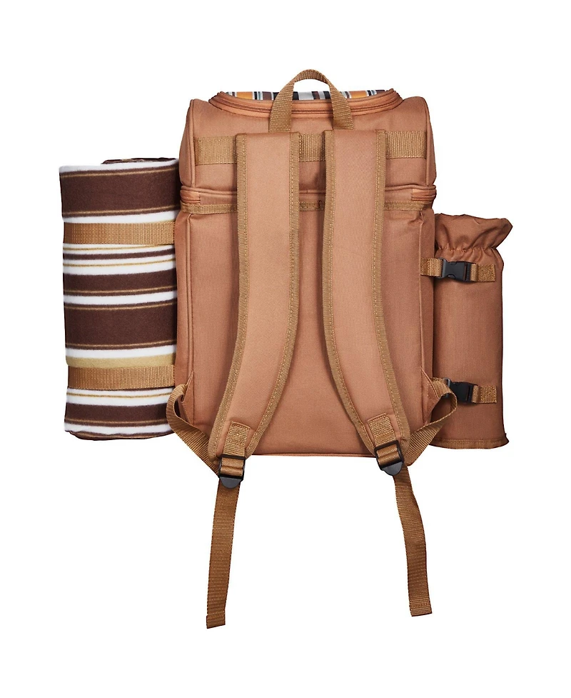 Mecale 4-Person Picnic Backpack with Insulated Cooler, Blanket and Tableware Set