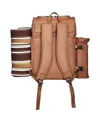 Mecale 4-Person Picnic Backpack with Insulated Cooler, Blanket and Tableware Set