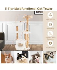 Cozito Cat Tower Solid Wood with Cattail Basket Bed for Indoor