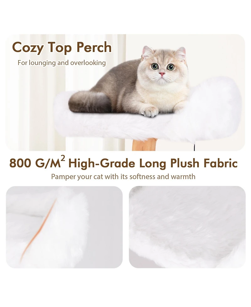 Cozito Cat Tree Solid Wood Modern Tower with Condo Perch