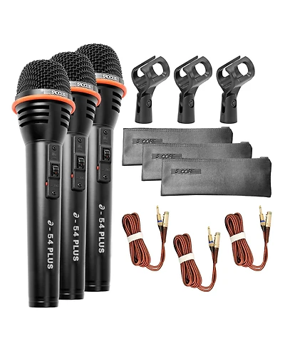 5 Core Microphone 3Pc Dynamic Vocal Handheld Mic Cardioid Singing Karaok Microfono w On Off Switch