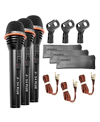 5 Core Microphone 3Pc Dynamic Vocal Handheld Mic Cardioid Singing Karaok Microfono w On Off Switch