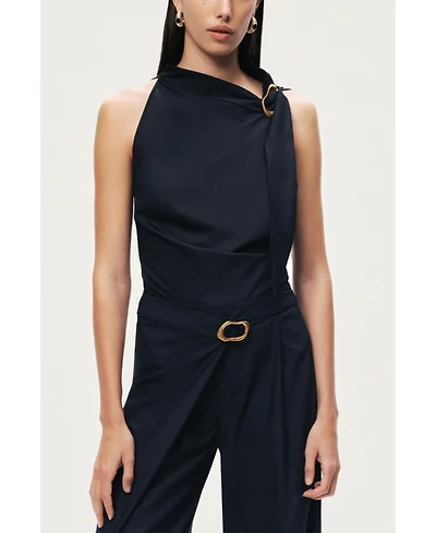 Nocturne Women's Asymmetric Buckle-Detail Blouse