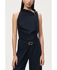 Nocturne Women's Asymmetric Buckle-Detail Blouse