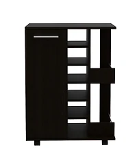 flynama Wenge 2-Shelf 6-Bottle Bar Cart with Division