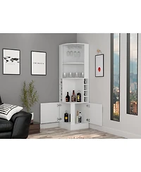 flynama Corner Bar Cabinet with 3 Cabinets 12 Wine Rack