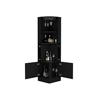 flynama Atanasio Corner Bar Cabinet for Living Room with 8 Wine Cubbies and Glass Rack