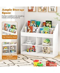 Sugift 3-Tier Kid's Bookshelf Toy Storage Organizer with Display Rack and 4 Compartments
