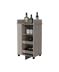 flynama Glass Door Bar Cart with Bottle Holder and Casters