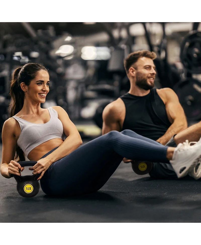 BalanceFrom Fitness Home Gym Vinyl Coated Solid Cast Iron Kettlebell Weight Set