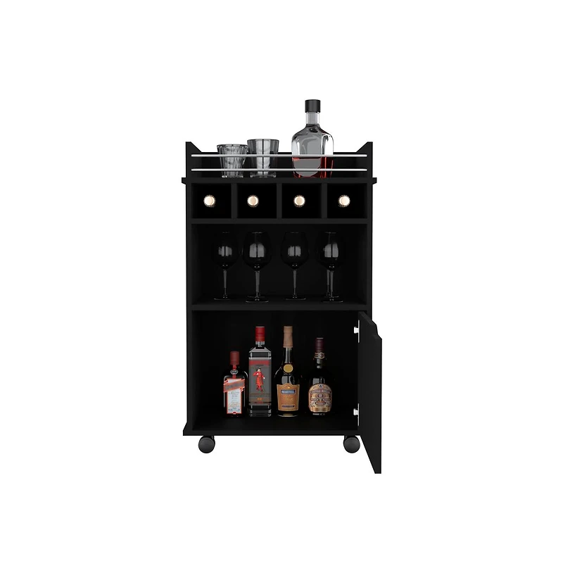flynama Bar Cart for Living Room with Bottle Storage and Open Shelf