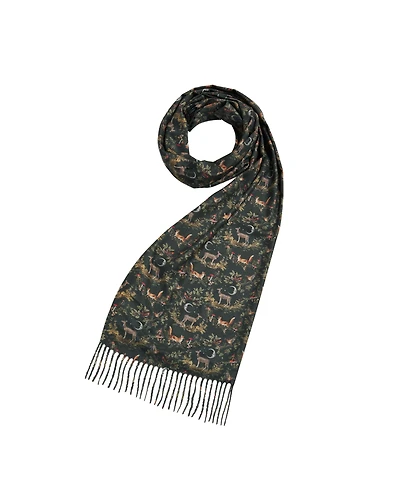 Fable England Into the Woods Green Tassel Scarf