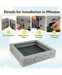 Costway Kids Sandbox with Cover Bottom Liner Backyard Beach Hdpe Sandpit for Outdoor Play