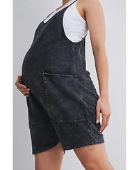 Hello Miz Maternity Washed Relaxed Fit Romper with Pockets