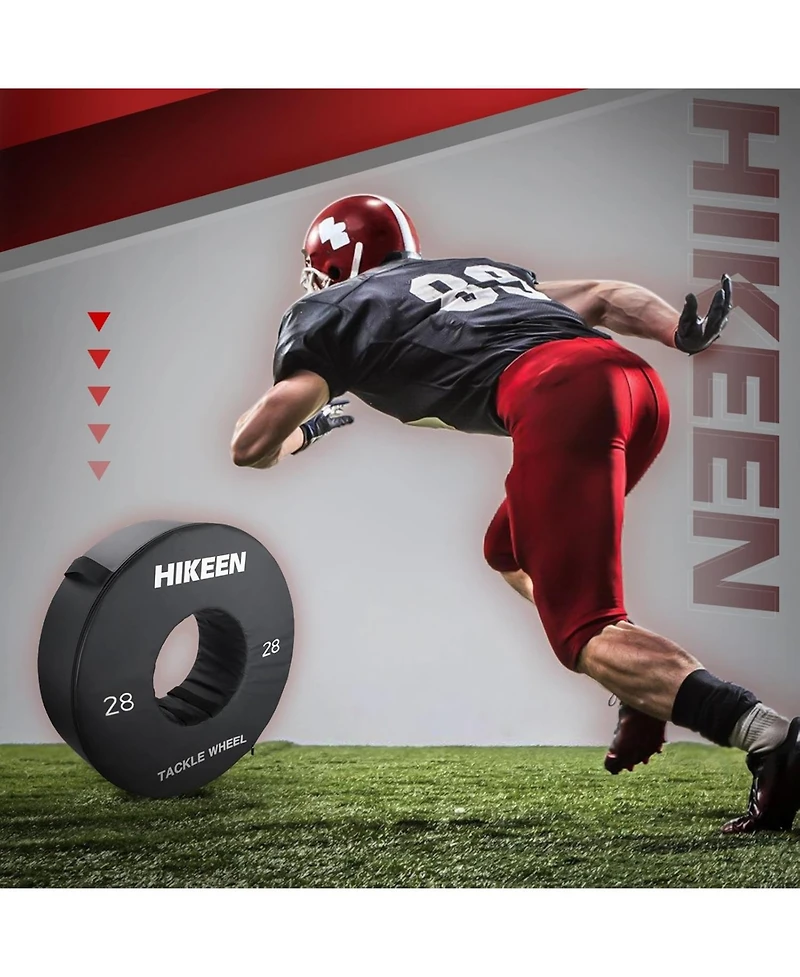Hikeen 28" Football Tackle Wheel Dummy Denser Softer Foam Tackling Dummies for Football Youth - Tackling Wheel with Straps (1PCS)