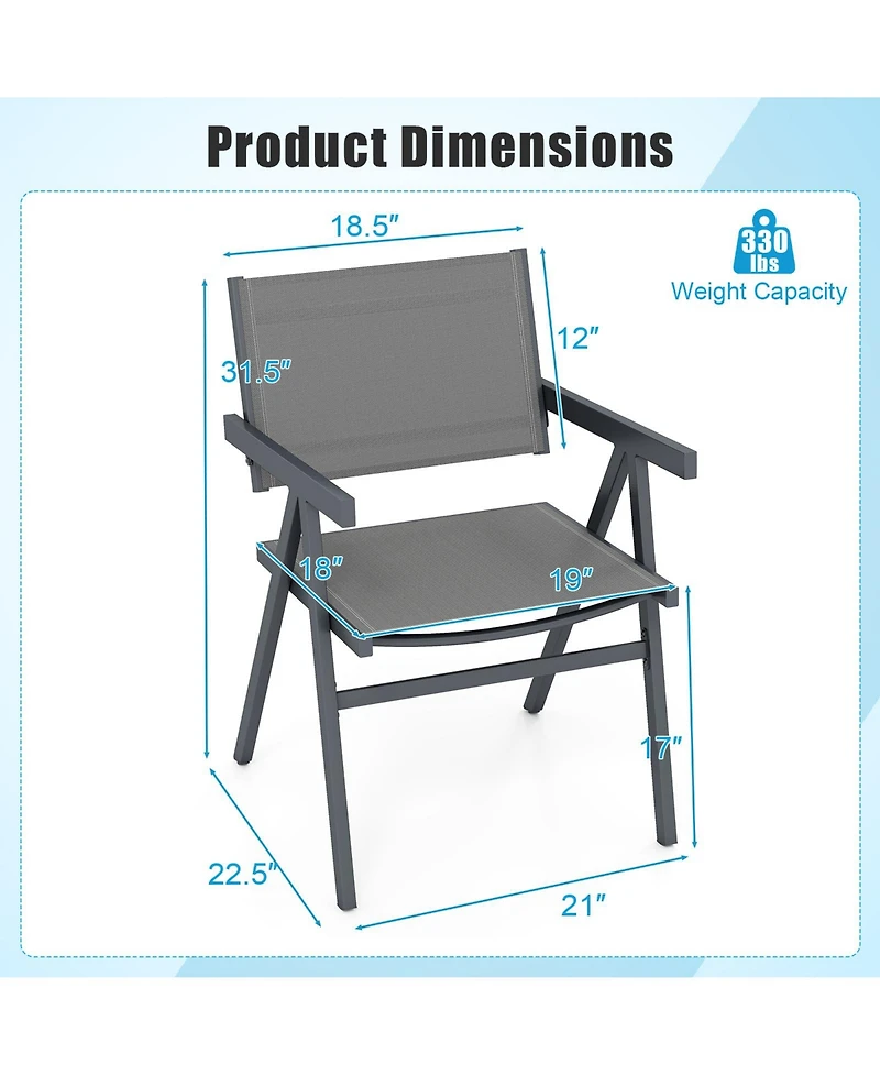 Slickblue Patio Chairs Outdoor Dining Chair with Breathable Fabric Seat-Set of 4