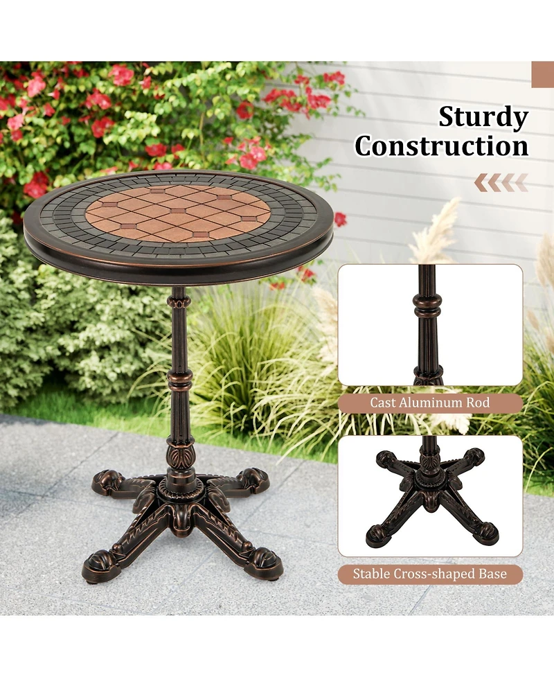 Slickblue Round Patio Side Table Weather-resistant Cast Aluminum Table