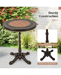 Slickblue Round Patio Side Table Weather-resistant Cast Aluminum Table