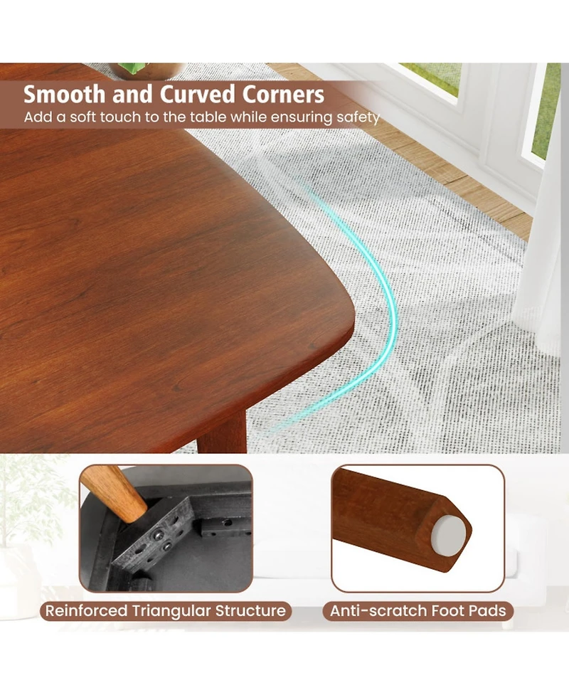 Gouun Rectangular Walnut Finish Kitchen Table for 2-4 with Triangular Bracing