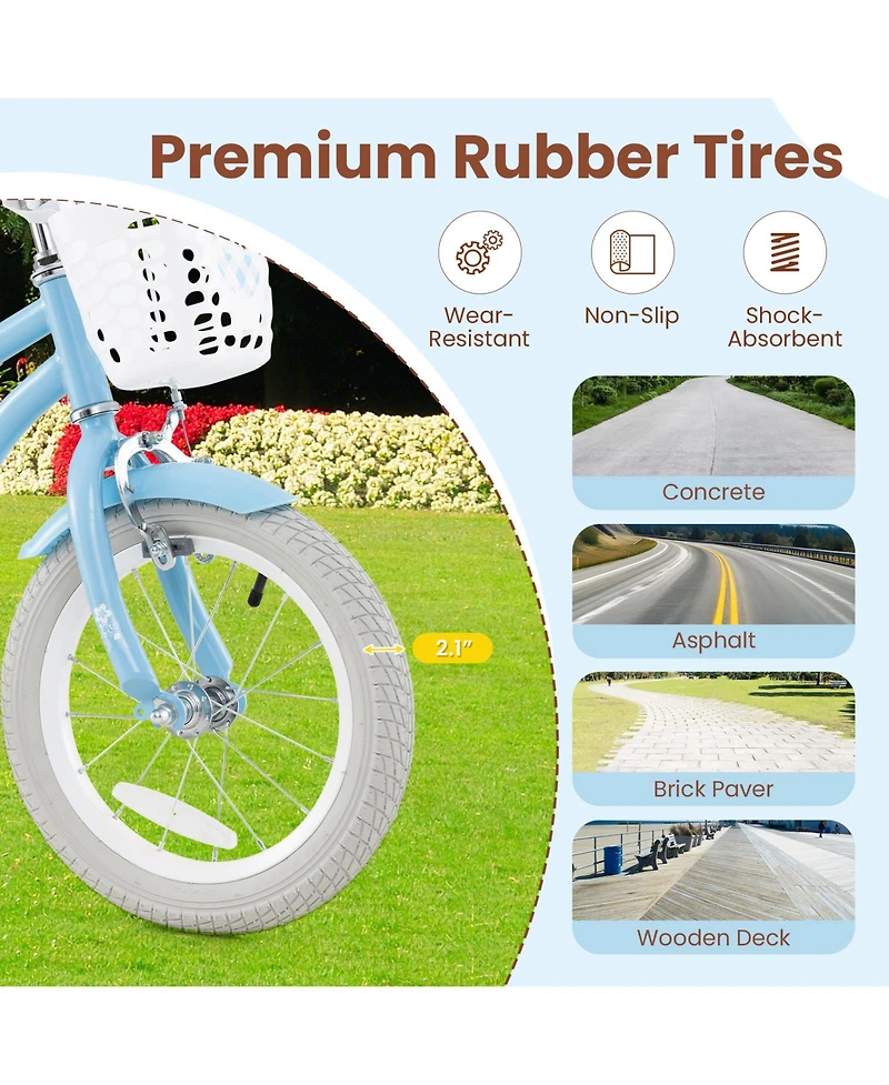 Slickblue Kids Bicycle with Adjustable Seat and Handlebar