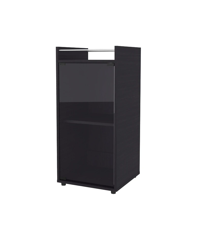 flynama Wenge Glass Door Bar Cabinet with Shelves