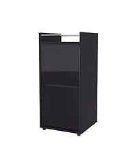 flynama Wenge Glass Door Bar Cabinet with Shelves
