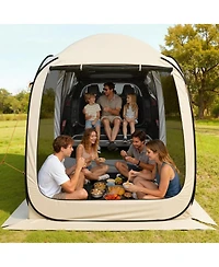 Gouun Pop Up Suv Tailgate Screen Tent 6x6 ft for 4-6 People with Carry Bag and Netting Sides