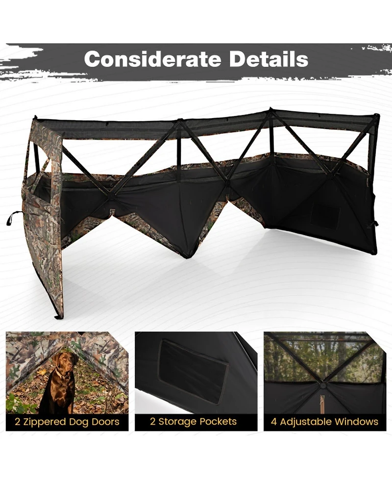 Gouun See-Through Pop-Up Hunting Blind with Dog Door for 1-3 People