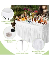 Gouun 4 Ft Folding Party Ice Cooler Table with Matching Skirt and Drain