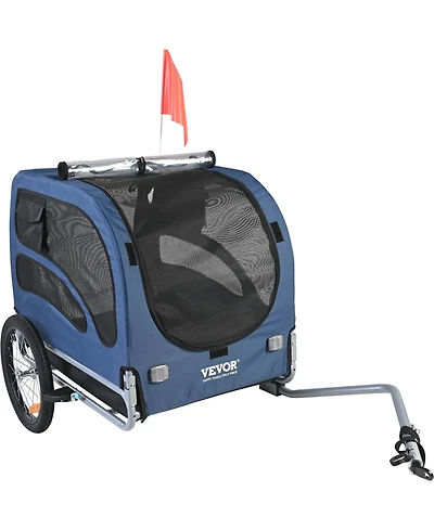 Aostirmotor Dog Bike Trailer Pet Carrier Supports 100 lbs, Easy Fold with Quick Release Wheels, Universal Coupler,Blue/Black