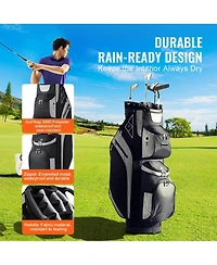 Mecale Golf Cart Bag with 14-Way Divider Top, 36" Premium Cart Bag with 13 Pockets, Handles, Dust Cover & Detachable Straps