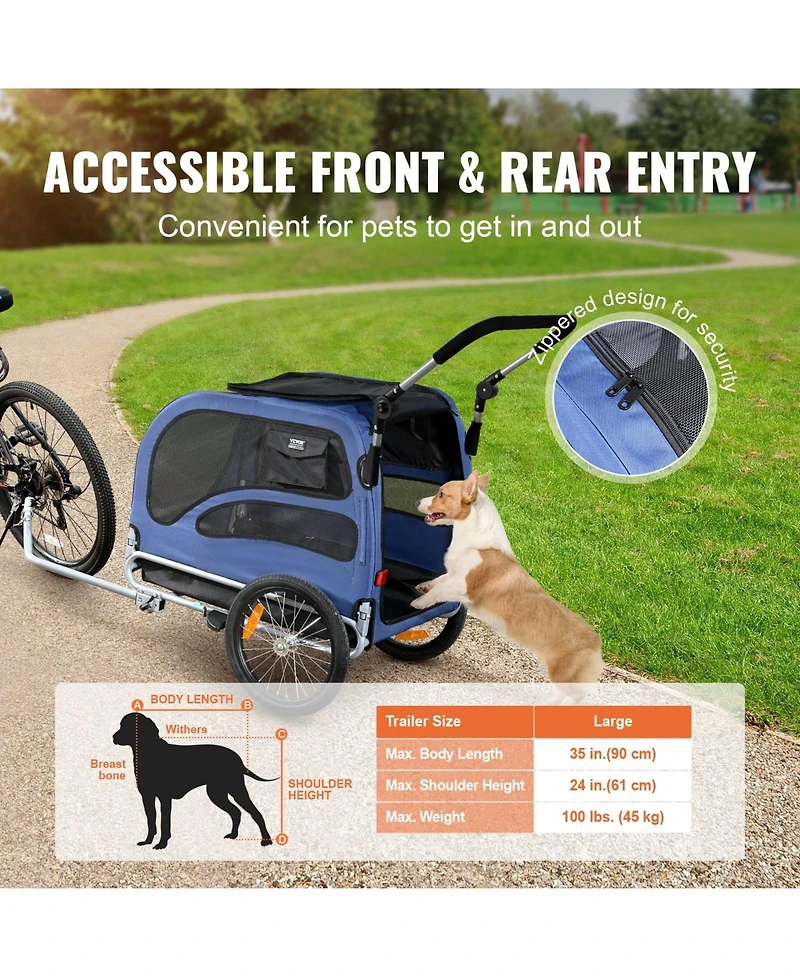 Aostirmotor 2-in-1 Dog Bike Trailer and Pet Stroller Cart, Supports 100 lbs, Easy Fold with Quick Release Wheels