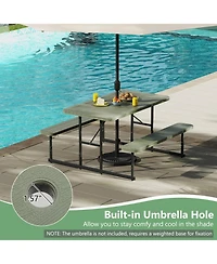 Sugift Picnic Table Bench Set for 2-4 People Outdoor Rectangular Camping Dining Table.