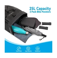 Hikeen Waterproof Bike Panniers 2 Pack 25L Rear Rack Saddle Bags Tpu Bicycle Storage Trunk Bag for Commuting Touring Road Mountain Cycling