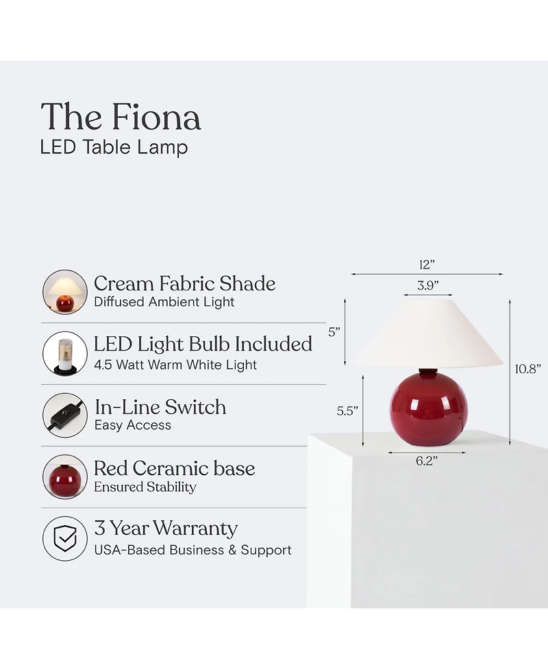 Fiona Classic Ceramic Led Table Lamp with Fabric Empire Shade