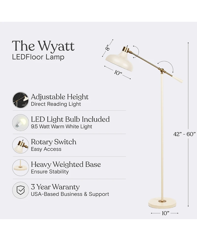Wyatt 60" Led Floor Lamp with Adjustable Head