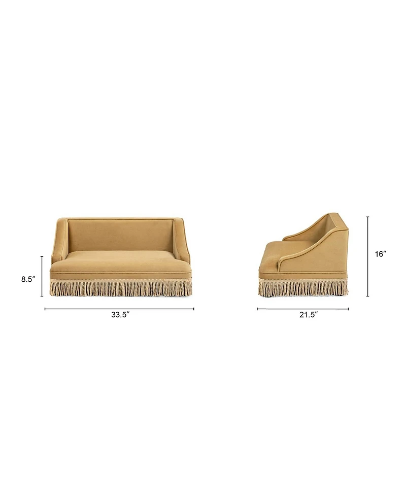 Aostirmotor Performance Velvet Princess Pet Bed Sofa with Fringe Skirt by Duchess,Gold Yellow