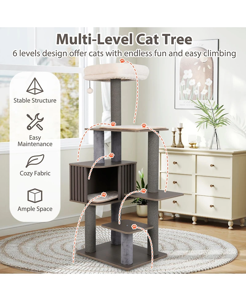 Cozito Cat Tree 59 in Multi-Level with Cushion Top Perch