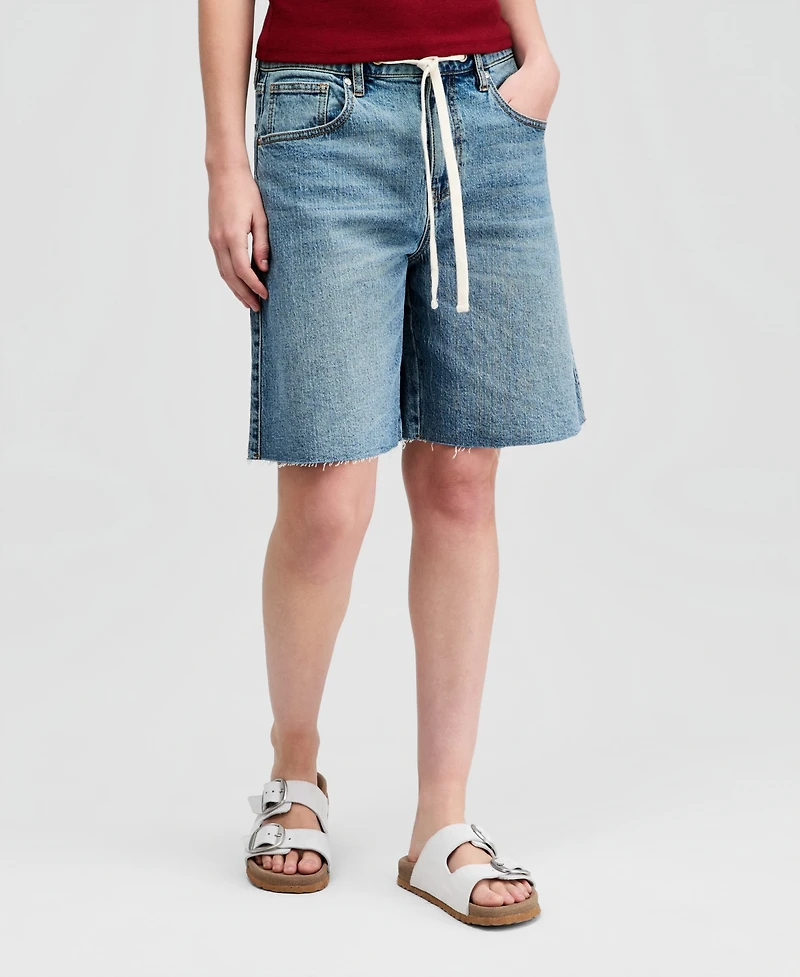 And Now This Women's Tie-Waist Raw-Edge Jorts, Macy's Exclusive
