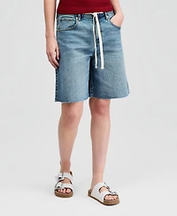 And Now This Women's Tie-Waist Raw-Edge Jorts, Macy's Exclusive