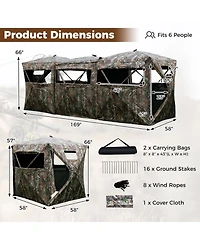 Sugift 2-6 Person Side-by-Side Hunting Blinds Double One-way See-through Ground Blinds